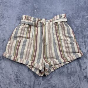 Free People Shorts Size XS Topanga Cotton Yarn Dye  2” Paper Bag Waist Cuffed